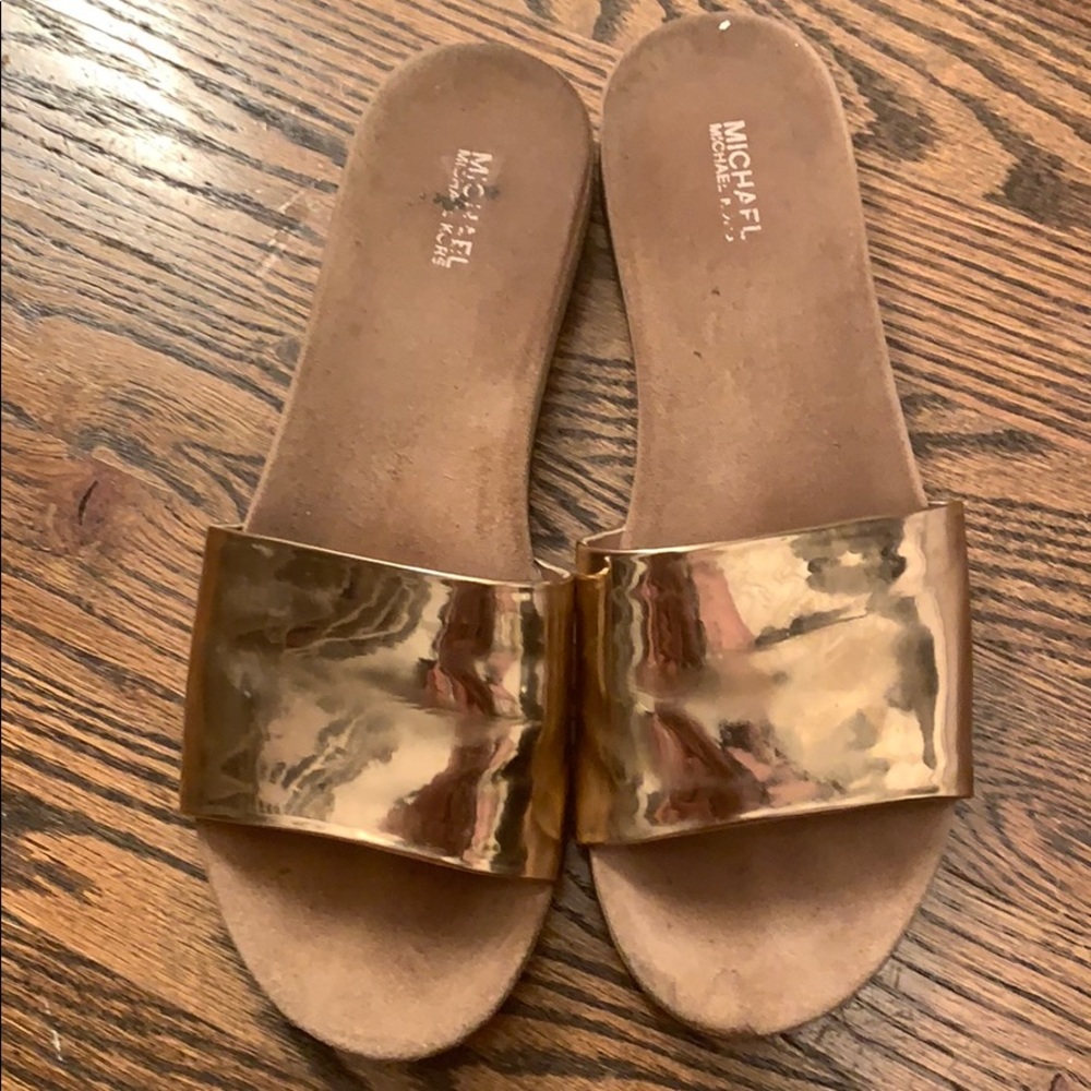 Michael Kors gold slides size 9